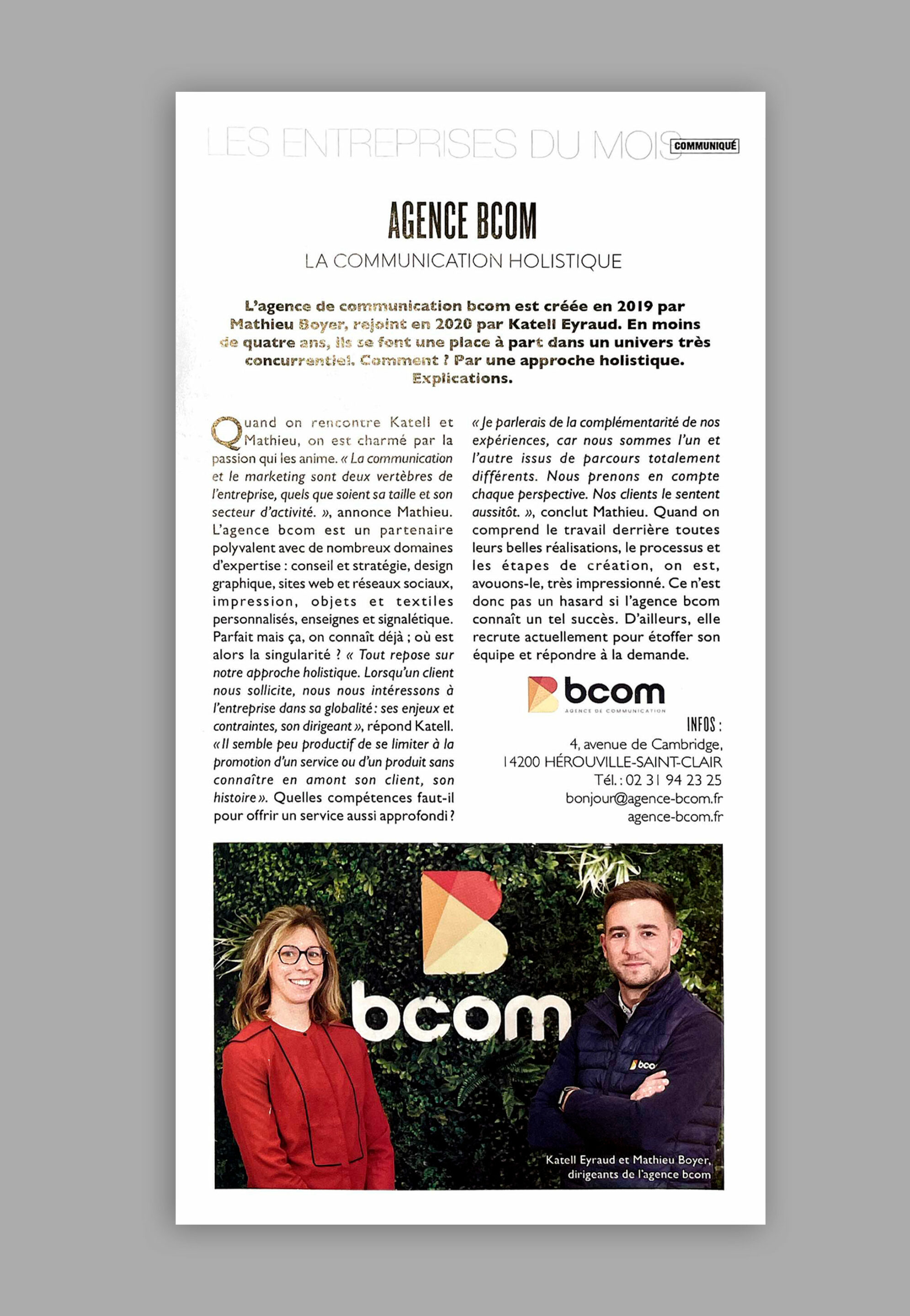 Bcom - agence de communication creee par Mathieu BOYER et Katell EYRAUD